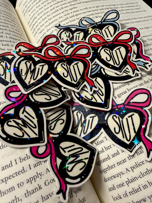 Holographic “SMUT” Heart Stickers – Bookish Romance Aesthetic
