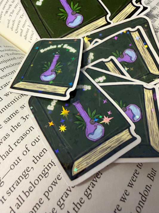 Books n' Bongs Sticker (Holo/Glossy)