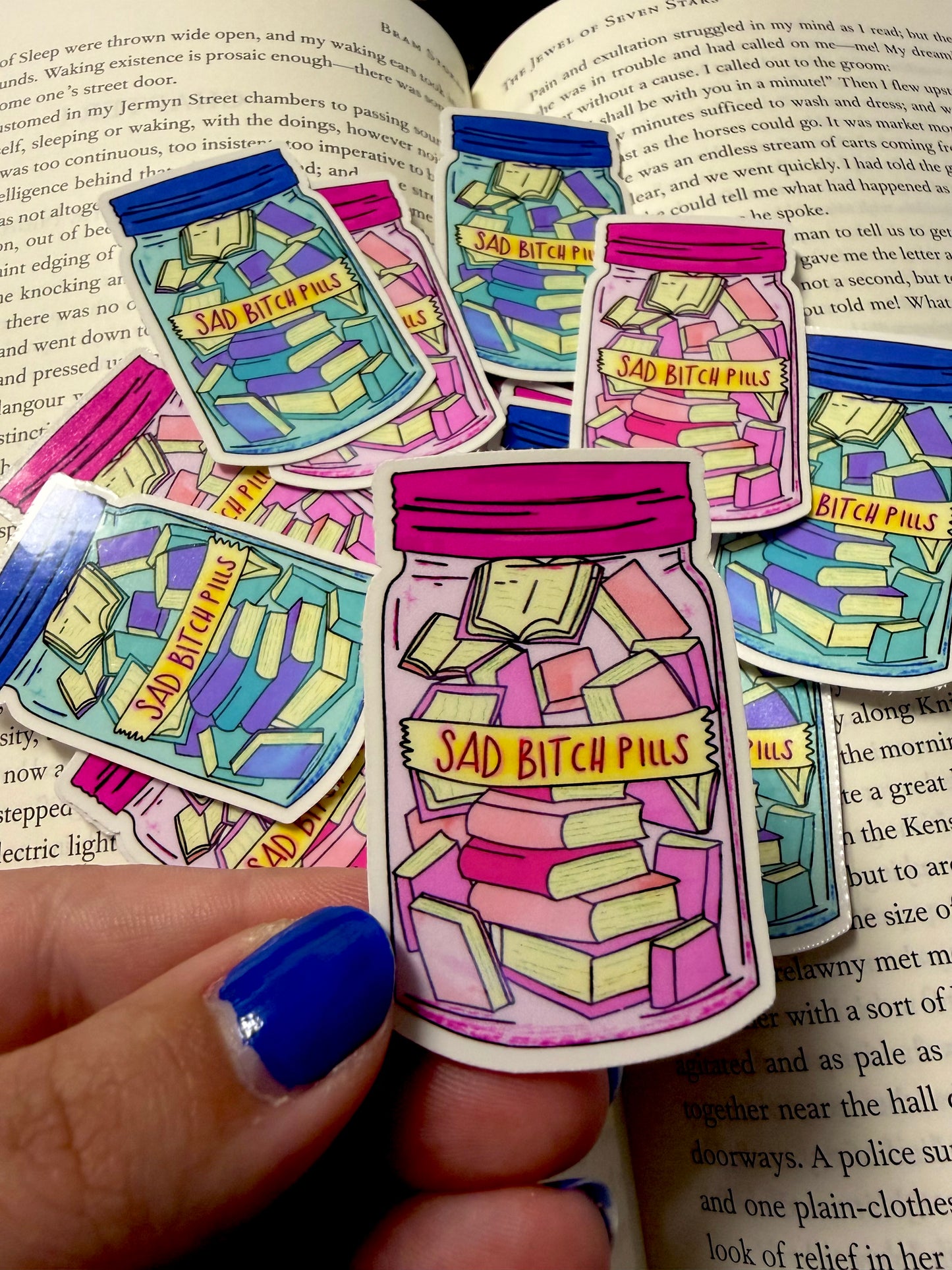 Book Lover Mental Health Humor Sticker – Cute Pastel Jar Vinyl
