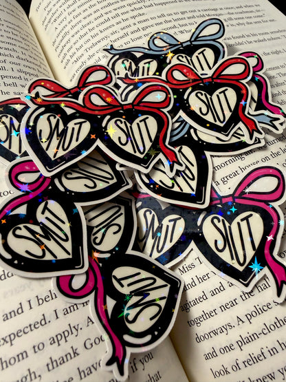 Holographic “SMUT” Heart Stickers – Bookish Romance Aesthetic