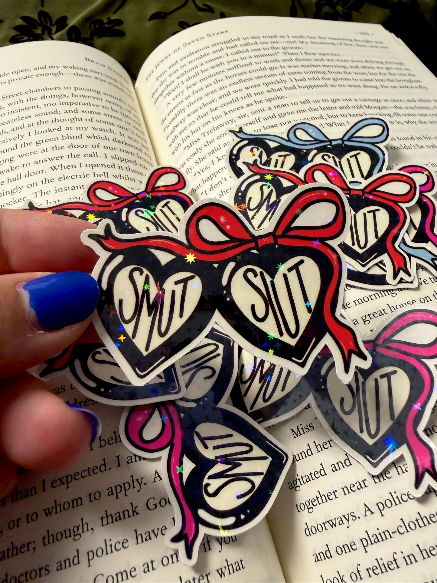 Holographic “SMUT” Heart Stickers – Bookish Romance Aesthetic