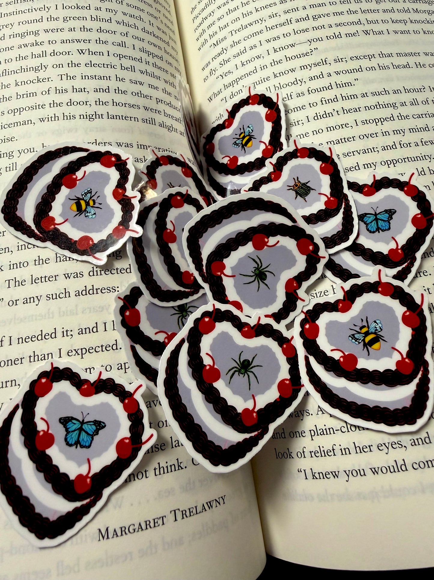Alt Aesthetic Heart Cake Stickers – Waterproof Vinyl (Self-Drawn)