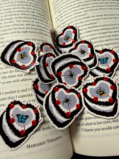 Alt Aesthetic Heart Cake Stickers – Waterproof Vinyl (Self-Drawn)