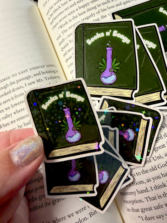 Books n' Bongs Sticker (Holo/Glossy)